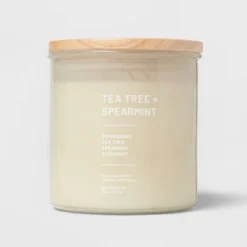 Glass Jar Tea Tree And Spearmint Candle Beige - Threshold™ -WarmWhisper Store GUEST 08840a6f eb81 4eba bdb2 82fa19c57c5b
