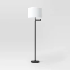 Metal Column Swing Arm Floor Lamp Black/White - Threshold™ -WarmWhisper Store GUEST 0b572553 9e4a 4352 9d32 63a09bdeccc9