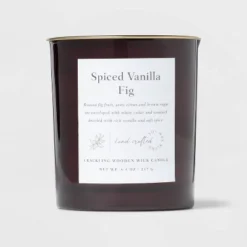 Clear Colored Glass With Woodwick And Brass Metal Inset Lid Spice Vanilla Fig Candle Purple - Threshold™ -WarmWhisper Store GUEST 164b0c6a 9ab3 436c a9d4 968eb3e3b85f