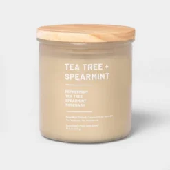Glass Jar Tea Tree And Spearmint Candle Beige - Threshold™ -WarmWhisper Store GUEST 1ae068be c042 415c a0e0 475aaead92cf
