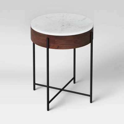 Birkdale Round Marble/Wood End Table White - Threshold™ Birkdale Round Marble/Wood End Table White - Threshold™ -WarmWhisper Store GUEST 206013f6 921d 42c4 b3b6 237d51d9de11