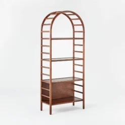 72" Holladay Curved Wooden Bookcase - Threshold™ Designed With Studio McGee -WarmWhisper Store GUEST 245145c7 43e9 43cb 9096 d7c8d5f6dc83
