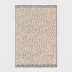 Diamond With Fringe Rug Gray - Threshold™ -WarmWhisper Store GUEST 2baf5ed4 7b52 4703 8a9e 2a21e83d6c9c