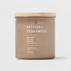 Glass Jar Vetiver And Cedarwood Candle Brown - Threshold™ -WarmWhisper Store GUEST 2be66217 9673 4f71 89d7 981533e54650