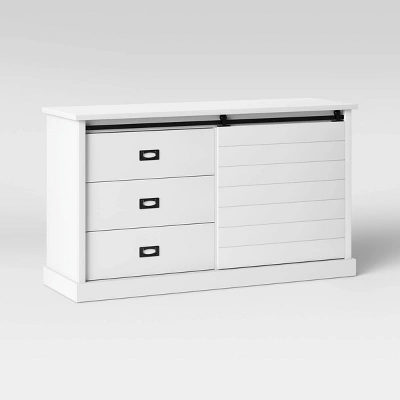 Southwick Farmhouse 3 Drawer/Shelf Dresser with Sliding Barn Door White - Threshold™ Southwick Farmhouse 3 Drawer/Shelf Dresser With Sliding Barn Door White - Threshold™ -WarmWhisper Store GUEST 2d238946 3a55 4e74 9bc2 82347849e748