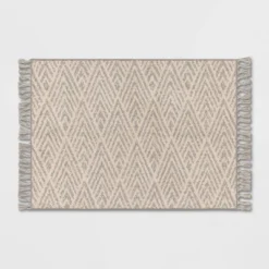 Diamond With Fringe Rug Gray - Threshold™ -WarmWhisper Store GUEST 3d35566a 7cb6 48a8 968d cc81e5d838e7
