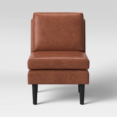 Gelbin Faux Leather Slipper Chair with Wood Legs - Threshold™ Gelbin Faux Leather Slipper Chair With Wood Legs - Threshold™ -WarmWhisper Store GUEST 3f97f400 d709 4cb5 be14 11be5c5d5ff1