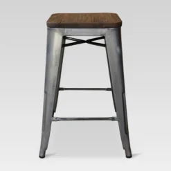 Set Of 2 Hampden Industrial 24" Counter Height Barstool Natural Metal - Threshold™ -WarmWhisper Store GUEST 409db75d c29b 4926 bec6 cf73119ea7dd