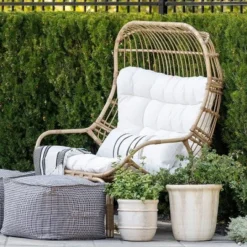 Wicker & Metal Outdoor Patio Chair, Egg Chair Natural - Threshold™ Designed With Studio McGee -WarmWhisper Store GUEST 43d39af8 5fec 4d59 8397 add61bd8f0c8