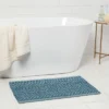 20"x32" Mixed Texture Chenille Bath Rug Teal Blue - Threshold™