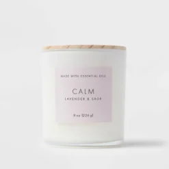 Wood Lidded Glass Wellness Calm Candle - Threshold™ -WarmWhisper Store GUEST 518451c6 213f 4303 ad48 fec583907229