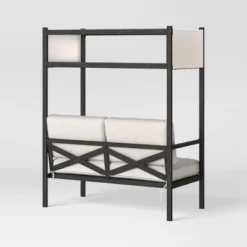 Ryegate 2pc 4' Mini Patio Daybed With Ottoman Weathered Teak - Threshold™ -WarmWhisper Store GUEST 52a56e94 f01a 4e67 98c5 74cb41f35e91