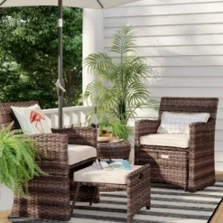 Halsted 5pc Wicker Small Space Patio Furniture Set - Threshold -WarmWhisper Store GUEST 5b71274d a892 473e 8f50 3fb3df26fbd6