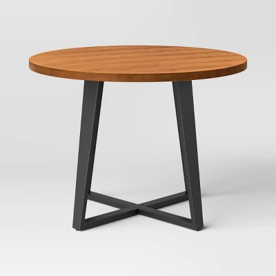 42" Rowan Mixed Material Round Dining Table Natural Wood/Black Metal - Threshold™ 42" Rowan Mixed Material Round Dining Table Natural Wood/Black Metal - Threshold™ -WarmWhisper Store GUEST 5e5edc35 7037 4c62 abe5 468f5745086e