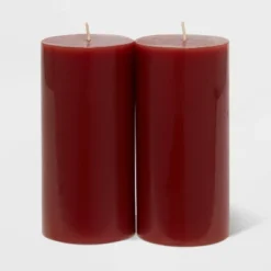 2pk Pillars Warm Cider & Cinnamon Red - Threshold™ -WarmWhisper Store GUEST 5fecdd6e 5da9 48e9 866c c72973a56b09