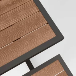 Bryant Faux Wood Rectangle Patio Picnic Table - Gray/Natural Wood - Threshold™ -WarmWhisper Store GUEST 61163d69 eb47 45b7 8fe5 b465c4217b59