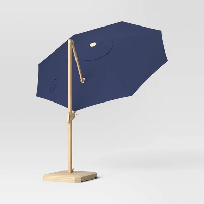 11'x11' Offset Solar Outdoor Market Umbrella Navy - Light Wood Pole - Threshold™ 11'x11' Offset Solar Outdoor Market Umbrella Navy - Light Wood Pole - Threshold™ -WarmWhisper Store GUEST 62667af1 2dcf 4cdc 8cab ed800ef5bee9