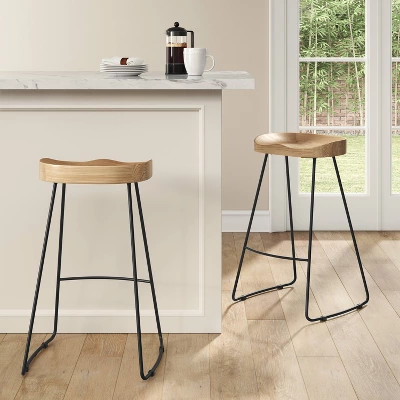 Hull Low Back Barstool Wood/Metal - Threshold Hull Low Back Barstool Wood/Metal - Threshold -WarmWhisper Store GUEST 6f8941e1 c6b5 4fd9 b8f6 7584131e6c88