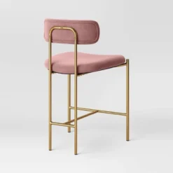 Orion Luxe Backed Counter Height Barstool With Brass Legs Blush Velvet - Threshold™ -WarmWhisper Store GUEST 6fae67b2 b02e 4960 846e d794af26c1cf