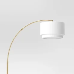 Knurled Metal Arc Floor Lamp With Tiered Shade Brass - Threshold™ -WarmWhisper Store GUEST 716aed62 6745 4880 88e9 e08826468849
