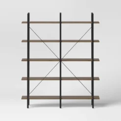 72" Banks 5 Shelf H Frame Bookcase Brown - Threshold™ -WarmWhisper Store GUEST 743af568 244d 4185 945b 61dfbce51f78