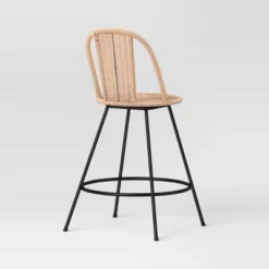 Olivine Rounded Back Woven Counter Height Barstool With Metal Legs Natural - Threshold™ -WarmWhisper Store GUEST 762e0250 57e4 4cea b6bc 1640474ba352