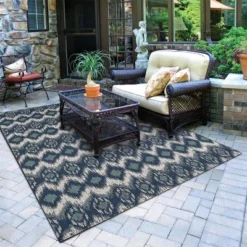 Ikat Outdoor Rug Blue - Threshold™ -WarmWhisper Store GUEST 7cefe464 7467 4e8c b89d c8028604630b