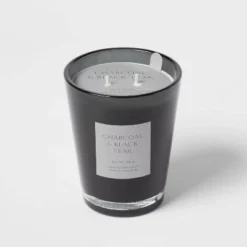 Colored Vase Glass With Dustcover & Black Teak Candle Black - Threshold™ -WarmWhisper Store GUEST 7eb20721 3aad 4b54 8e74 2e0b39a53599