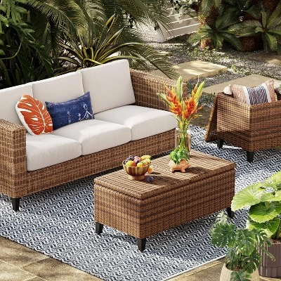 Brookfield Steel Wicker Patio Sofa - Light Brown - Threshold™ Brookfield Steel Wicker Patio Sofa - Light Brown - Threshold™ -WarmWhisper Store GUEST 7f3c7231 05db 4c19 9535 cdd8dad40792 1