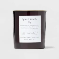 Clear Colored Glass With Woodwick And Brass Metal Inset Lid Spice Vanilla Fig Candle Purple - Threshold™ -WarmWhisper Store GUEST 80884ab1 75d4 4adc 8675 96b625da6f8e