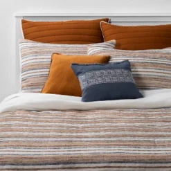 8pc Woven Stripe Comforter Bedding Set Blue/Orange/Off White - Threshold™ -WarmWhisper Store GUEST 876fc230 7cf5 4589 b2d9 820bcdb612cb