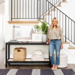 Console Table With Woven Rattan Shelf Black - Threshold™ Designed With Studio McGee -WarmWhisper Store GUEST 8850858f 6d86 4502 8112 f583beb8eb20