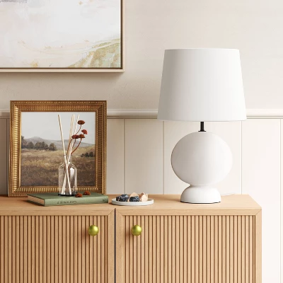 Ceramic Geo Table Lamp with Tapered Shade Off-White (Includes LED Light Bulb) - Threshold™ Ceramic Geo Table Lamp With Tapered Shade Off-White (Includes LED Light Bulb) - Threshold™ -WarmWhisper Store GUEST 8dab0a57 8432 441f b743 d893a5a19567