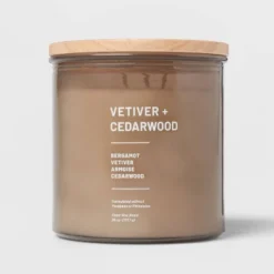 Glass Jar Vetiver And Cedarwood Candle Brown - Threshold™ -WarmWhisper Store GUEST 94fa0143 6384 4148 9851 b3c3e6d22167
