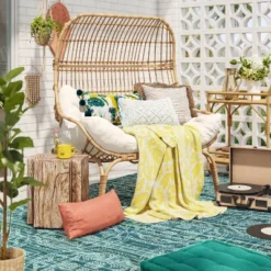 Wicker & Metal Outdoor Patio Chair, Egg Chair Natural - Threshold™ Designed With Studio McGee -WarmWhisper Store GUEST 98121453 7012 488d ba4f 18f874372531