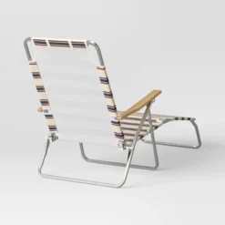 Striped Aluminum Beach Lounger With Wood Arms - Threshold™ -WarmWhisper Store GUEST a72bf634 d3db 44d5 b2f4 d19d9498af18
