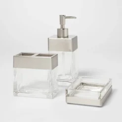 Rectangle Glass With Metal Soap/Lotion Dispenser Clear - Threshold™ 2 Rectangle Glass With Metal Soap/Lotion Dispenser Clear - Threshold™ -WarmWhisper Store GUEST a74ab62a 4a5e 43fc b643 615160d0a4f1