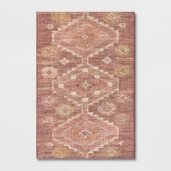 Southbury Washable Printed Diamond Persian Style Rug Rust - Threshold™ -WarmWhisper Store GUEST b5d6df13 0c44 4a2b b43b 41b2a9d69bf7