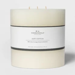 Pillar Candle Soft Cotton White - Threshold™ -WarmWhisper Store GUEST ba85ccc0 51d2 49b1 b7fa 9591207f9ad8