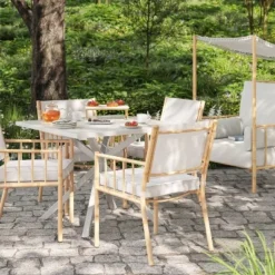 Seabury Steel 4 Person Square Patio Dining Table, Outdoor Furniture - White - Threshold™