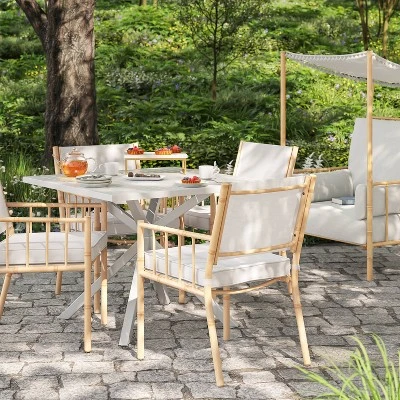 Seabury Steel 4 Person Square Patio Dining Table, Outdoor Furniture - White - Threshold™ Seabury Steel 4 Person Square Patio Dining Table, Outdoor Furniture - White - Threshold™ -WarmWhisper Store GUEST bc13ca60 4936 48f0 b748 499b5de6719d