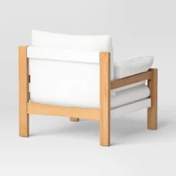 Canyon Slouchy Arm Rustic Wood Accent Chair Cream - Threshold™ -WarmWhisper Store GUEST c30d1d29 d7bc 4466 ba9d 2a488303b91a