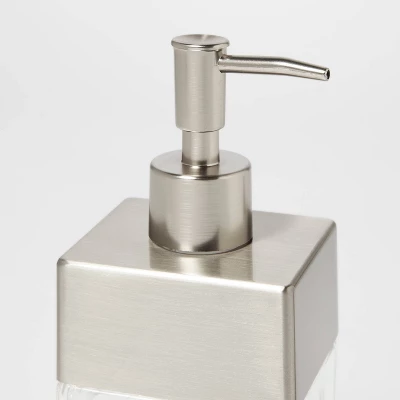 Rectangle Glass with Metal Soap/Lotion Dispenser Clear - Threshold™ Rectangle Glass With Metal Soap/Lotion Dispenser Clear - Threshold™ -WarmWhisper Store GUEST c4115d51 9704 4f73 8866 341bacf57566