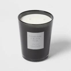 Colored Vase Glass With Dustcover & Black Teak Candle Black - Threshold™ -WarmWhisper Store GUEST cf6f4780 63d6 4d26 8370 d23011a8995c