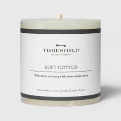 Pillar Candle Soft Cotton White - Threshold™ -WarmWhisper Store GUEST d55a5595 2986 4235 8fc7 cb696b617fa6