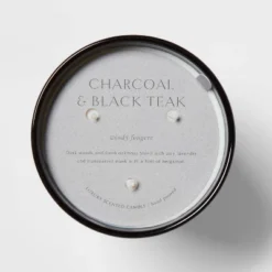 Colored Vase Glass With Dustcover & Black Teak Candle Black - Threshold™ -WarmWhisper Store GUEST db5f0a77 3d4b 4811 aeb9 5e16fded9c82