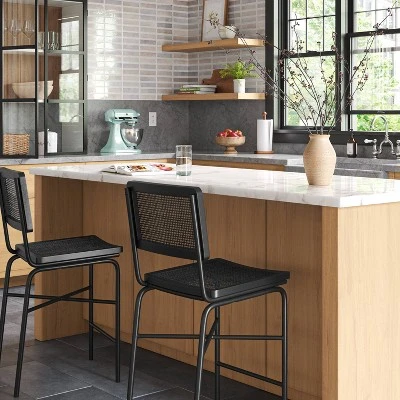Errol Cane and Wood Counter Height Barstool with Metal Legs Black - Threshold™ Errol Cane And Wood Counter Height Barstool With Metal Legs Black - Threshold™ -WarmWhisper Store GUEST dbf55dc8 88f6 4cef b8ae cf624fa3a6d0