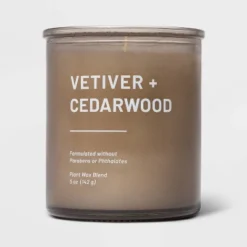 Glass Jar Vetiver And Cedarwood Candle Brown - Threshold™ -WarmWhisper Store GUEST dfa4fefe 0ef4 4373 802b 4787eff784da
