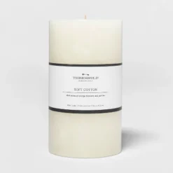 Pillar Candle Soft Cotton White - Threshold™ -WarmWhisper Store GUEST e33e65cc 6e9c 4c2e 826e d6c186eac650
