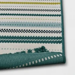 5'x7' Textural Stripe Rectangular Woven Outdoor Area Rug Light Green - Threshold™ -WarmWhisper Store GUEST f007cad1 6d19 4860 a2d7 527203ce29f5
